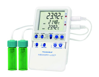 Temperature data logger Traceable® Memory-Loc™, with 2 vaccine bottle probes | Description: Traceable<sup>®</sup> Memory-Loc™ with 2 vaccine bottle probes